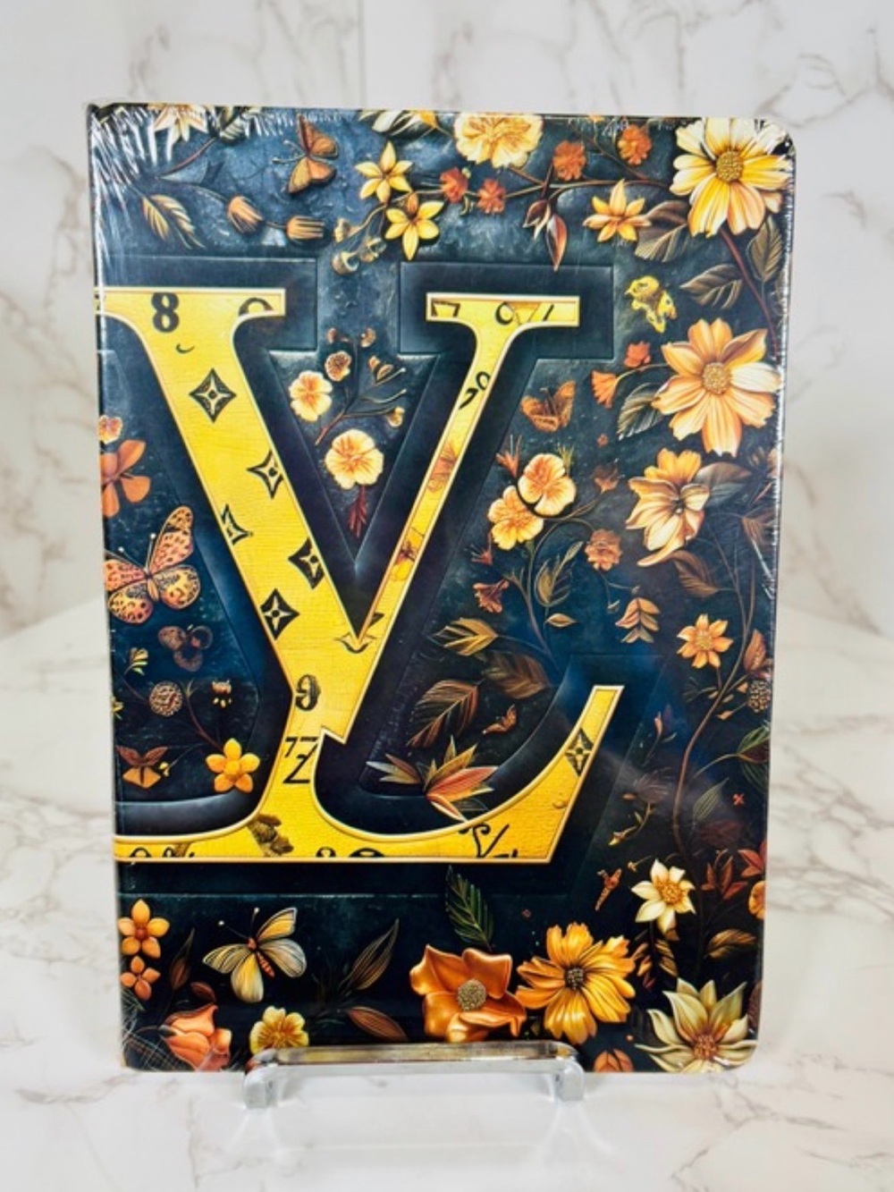 A-1CS-1A: NOTEBOOK: Brown & Gold Featuring a Majestic Floral Arrangement, NWOT - Picture 3 of 9